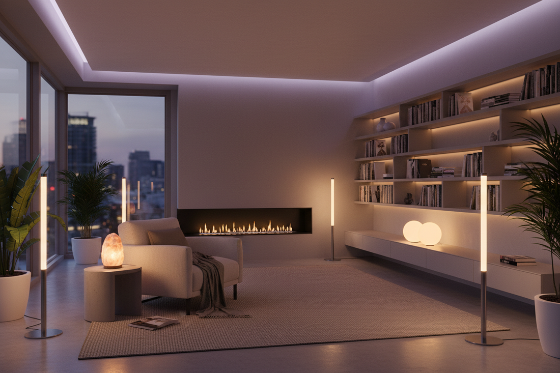 Mood Lights schaffen eine warme und entspannte Atmosphäre im Wohnzimmer für ruhige Abendroutinen