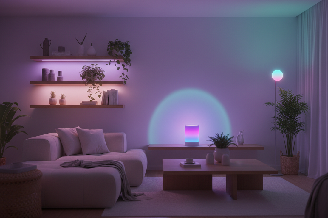 Mood Light Ambient Licht im Wohnzimmer für entspannte Self-Care Atmosphäre zuhause