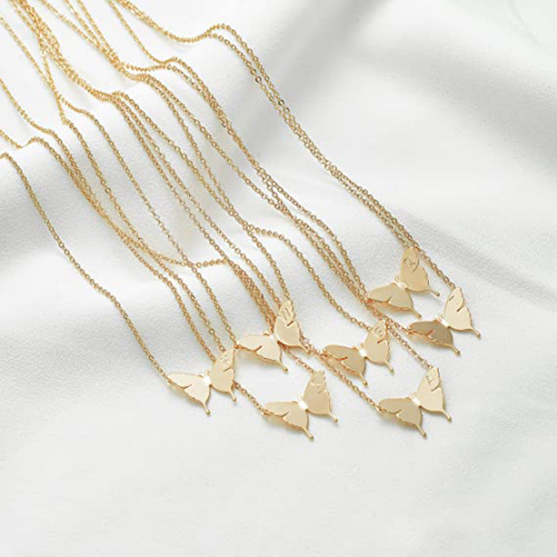 Butterfly Halsketten Set Damen gold – feine Schmetterling Anhänger elegant minimalistisch