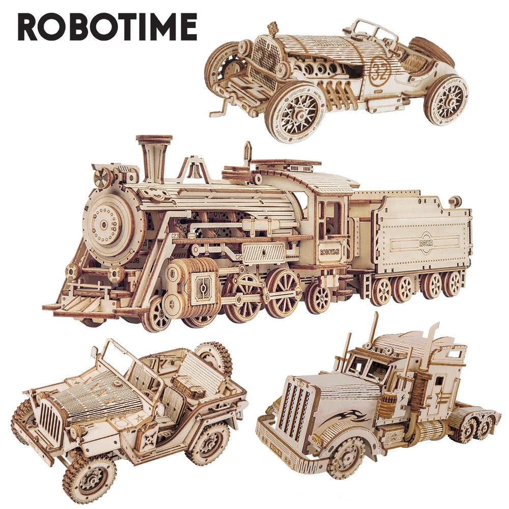 IVOJA Steam Train Model – mechanisches 3D Holz Puzzle Lokomotive