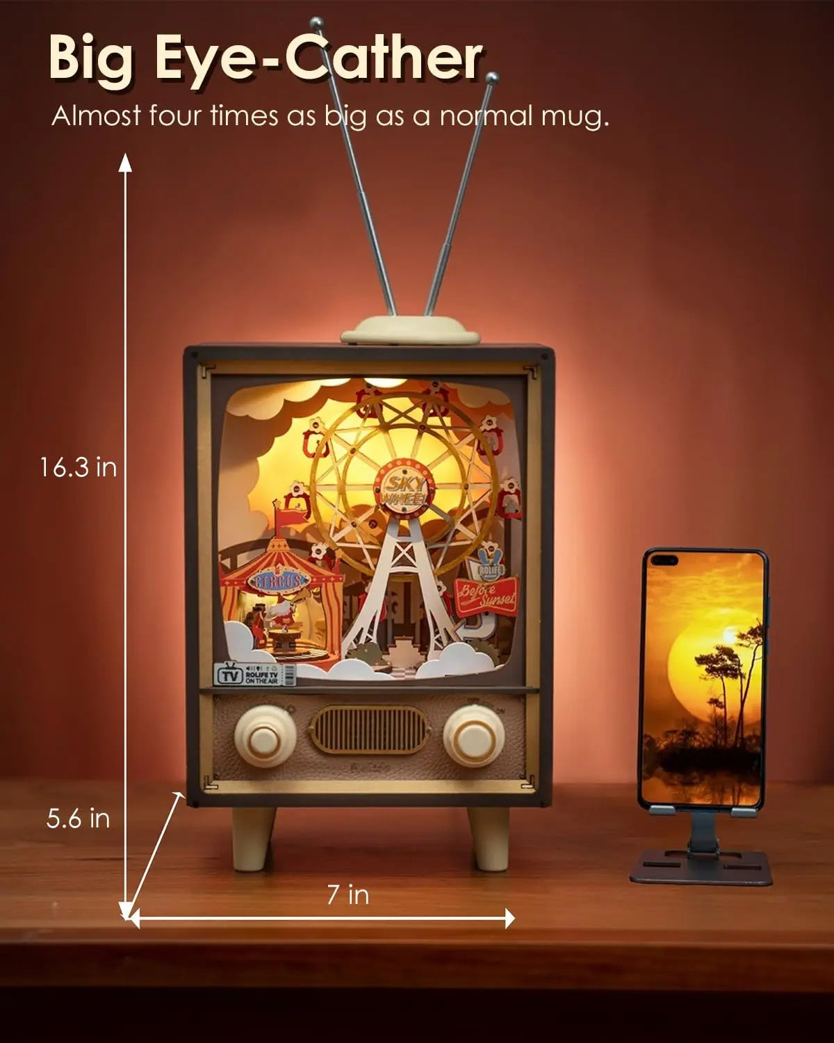 Sunset Carnival Music Box – 3D Holz-Puzzle mit LED-Licht & Spieluhr