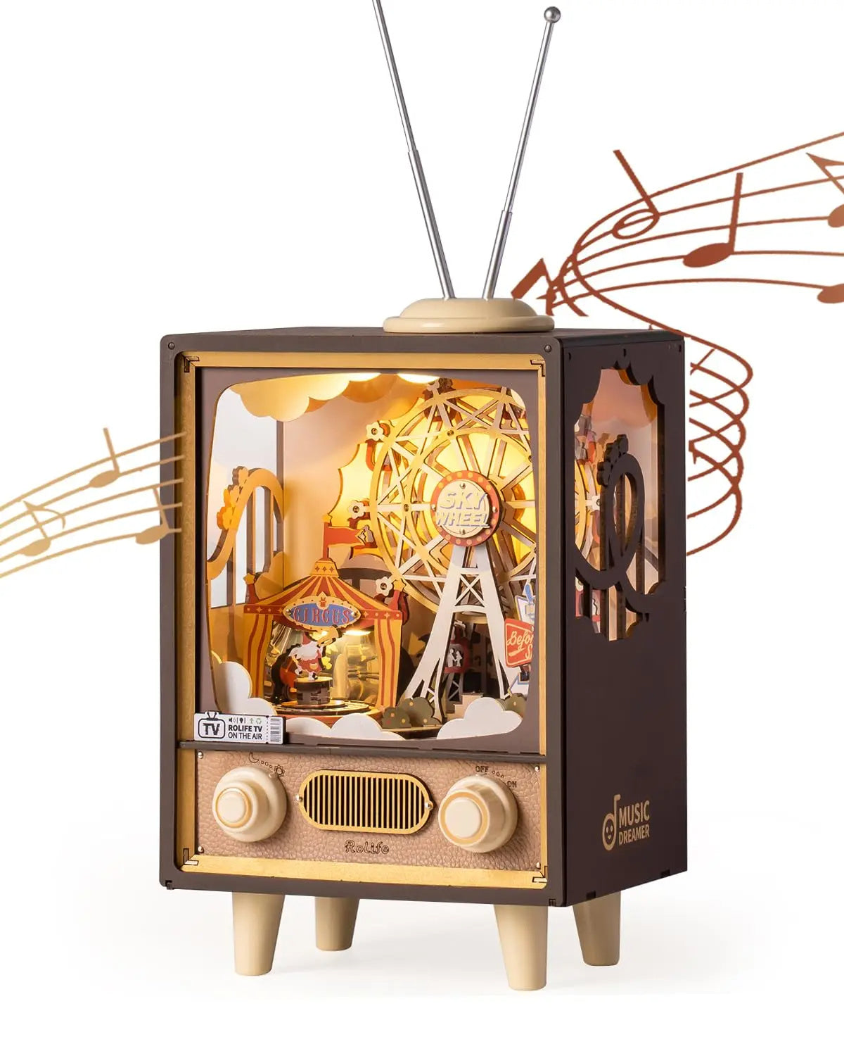 Sunset Carnival Music Box – 3D Holz-Puzzle mit LED-Licht & Spieluhr