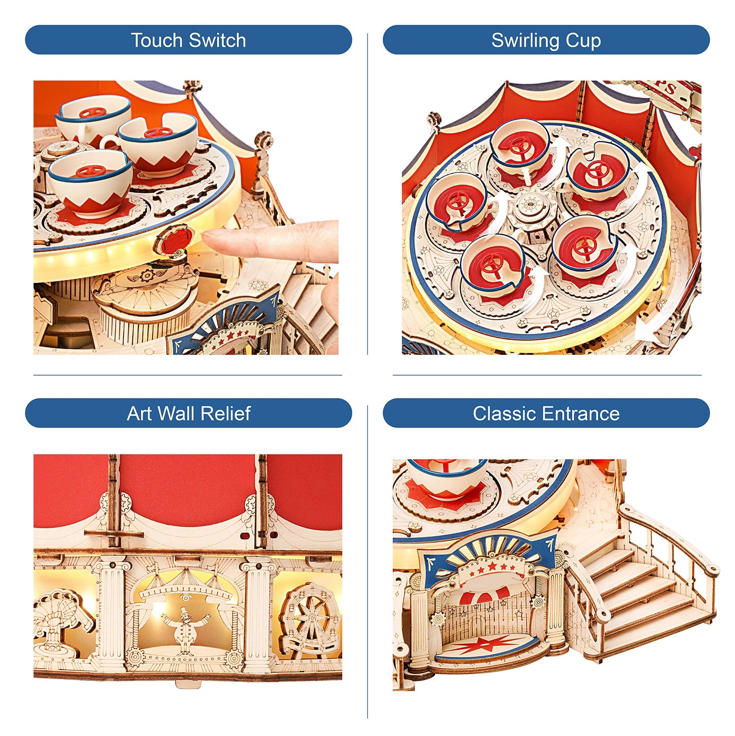 ROKR Tilt-A-Whirl™ – Magische Holz-Musikbox mit Karussell-Bewegung (DIY)