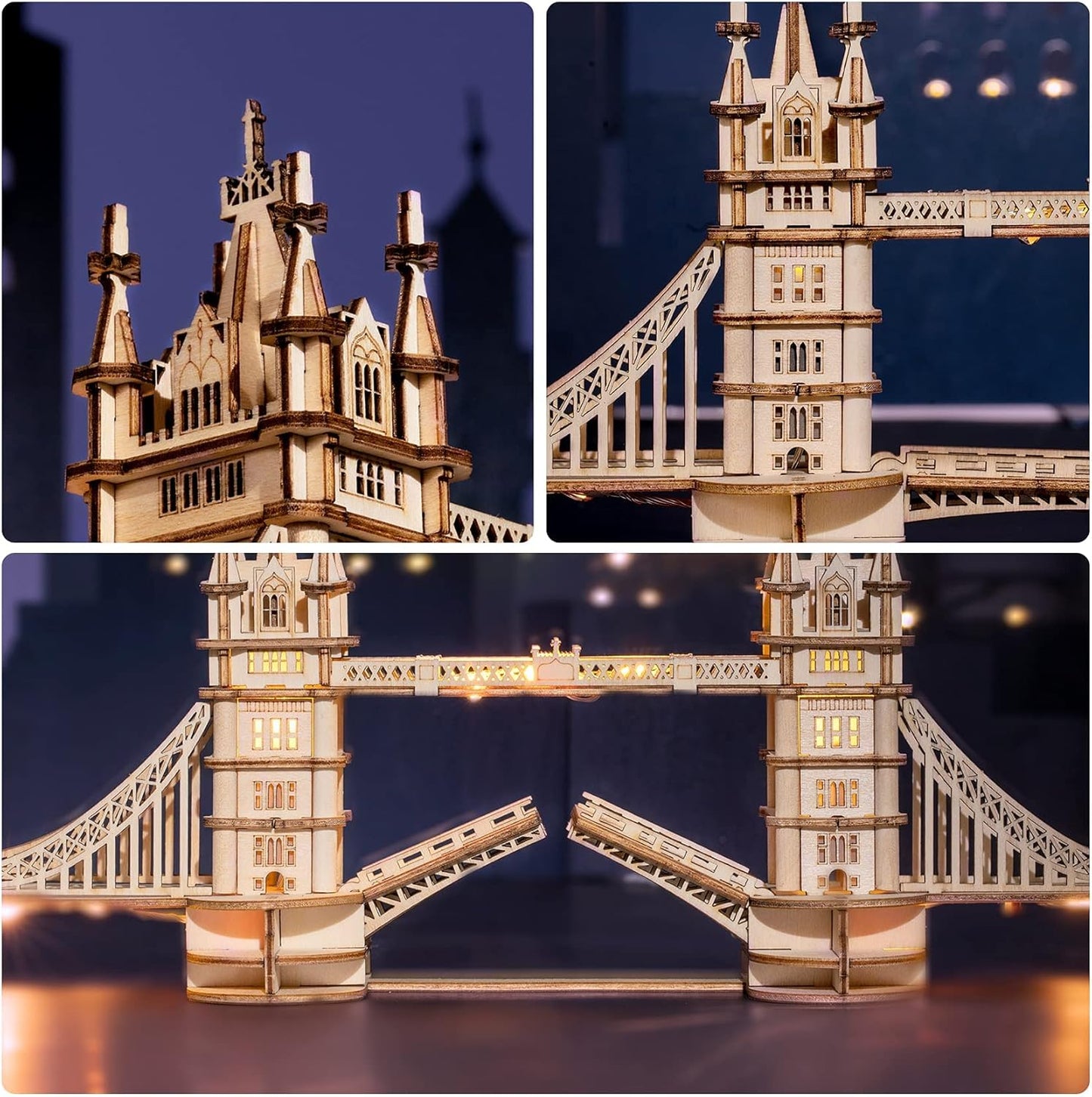IVOJA Magic Box – 3D Holz Puzzle London Tower Bridge mit Licht | Kreatives Geschenk für Erwachsene