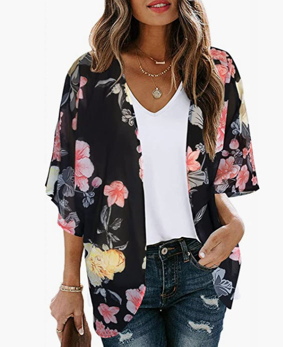 Boho Magic Layer – leichtes florales Chiffon-Cover-up für Strand & Sommer