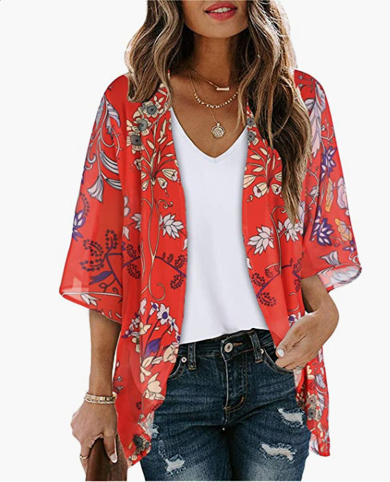 Boho Magic Layer – leichtes florales Chiffon-Cover-up für Strand & Sommer