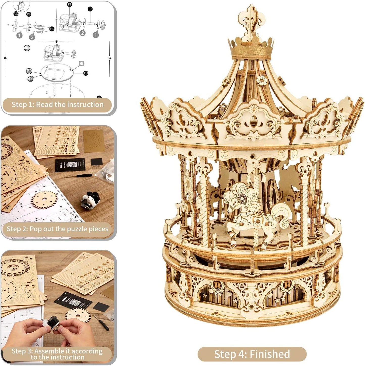 Romantic Carousel – Magische Holz-Musikbox mit Drehmechanik (DIY)