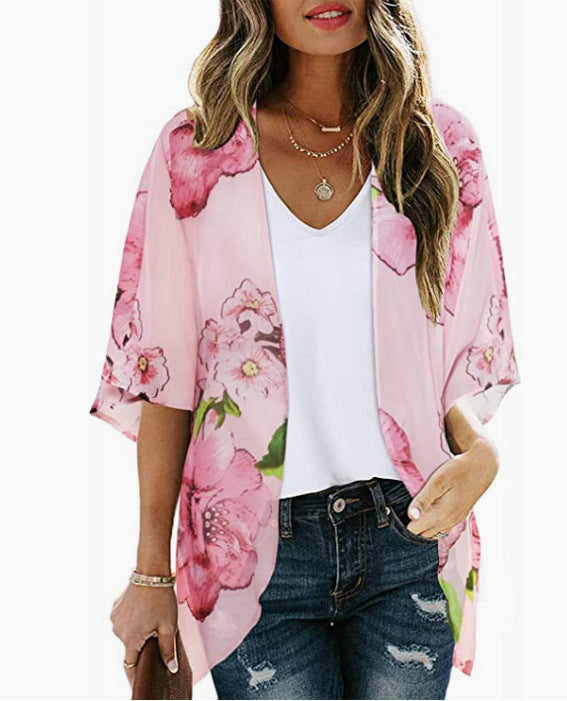 Boho Magic Layer – leichtes florales Chiffon-Cover-up für Strand & Sommer
