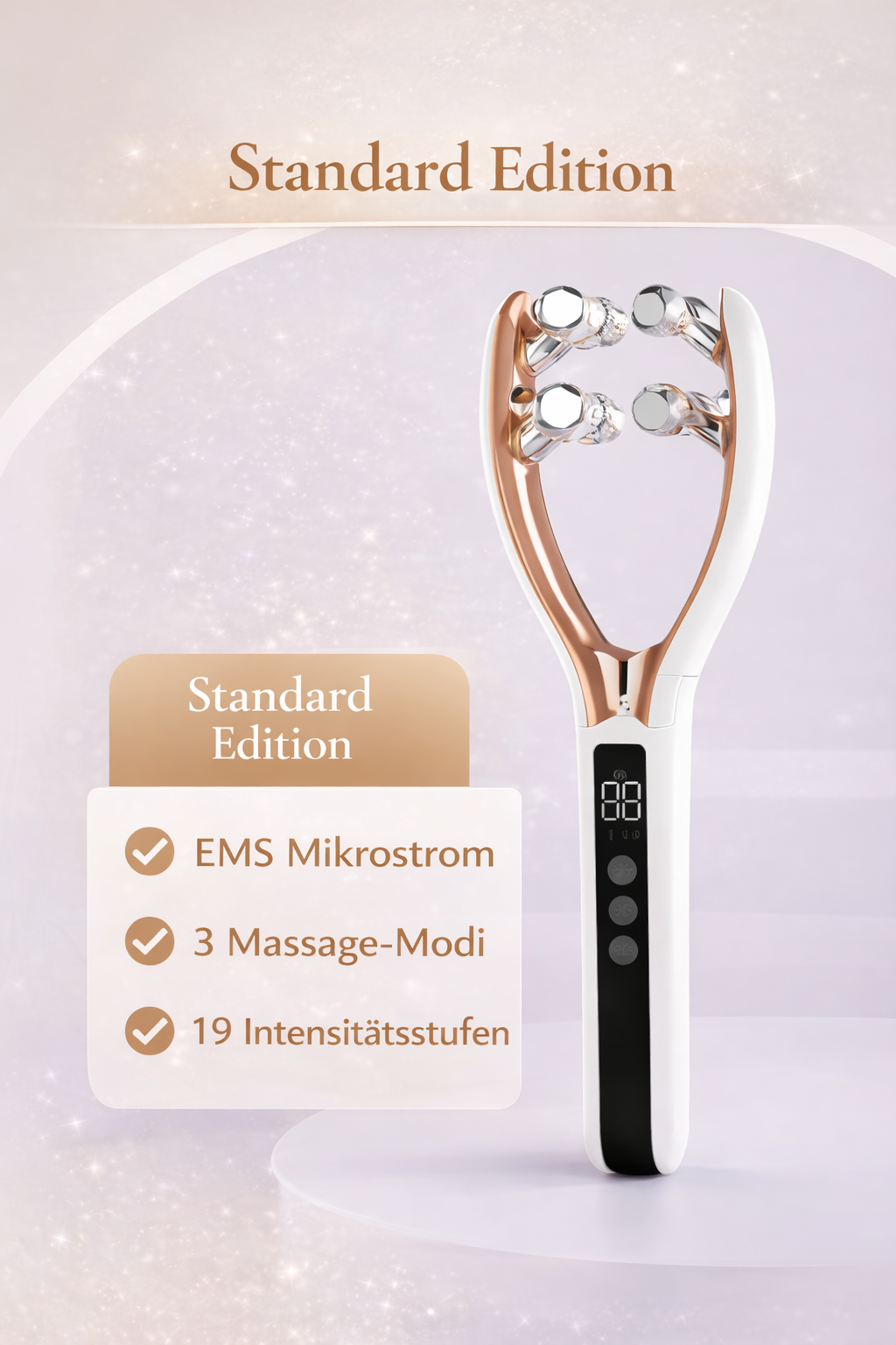 IVOJA GlowLift Gesichtsroller Standard Edition mit EMS Mikrostrom und 3 Massage-Modi