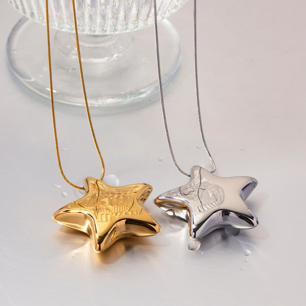 Elegante Stern Halskette Damen gold und silber Edelstahl Schmuck minimalistisch modern